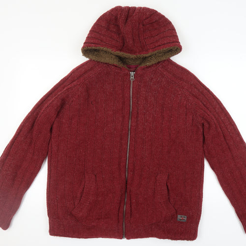 Joe Browns Men's Red Full Zip Hooded Jumper M