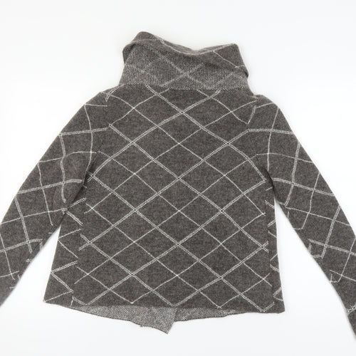 Ellen Tracy Womens Grey Argyle Cardigan M