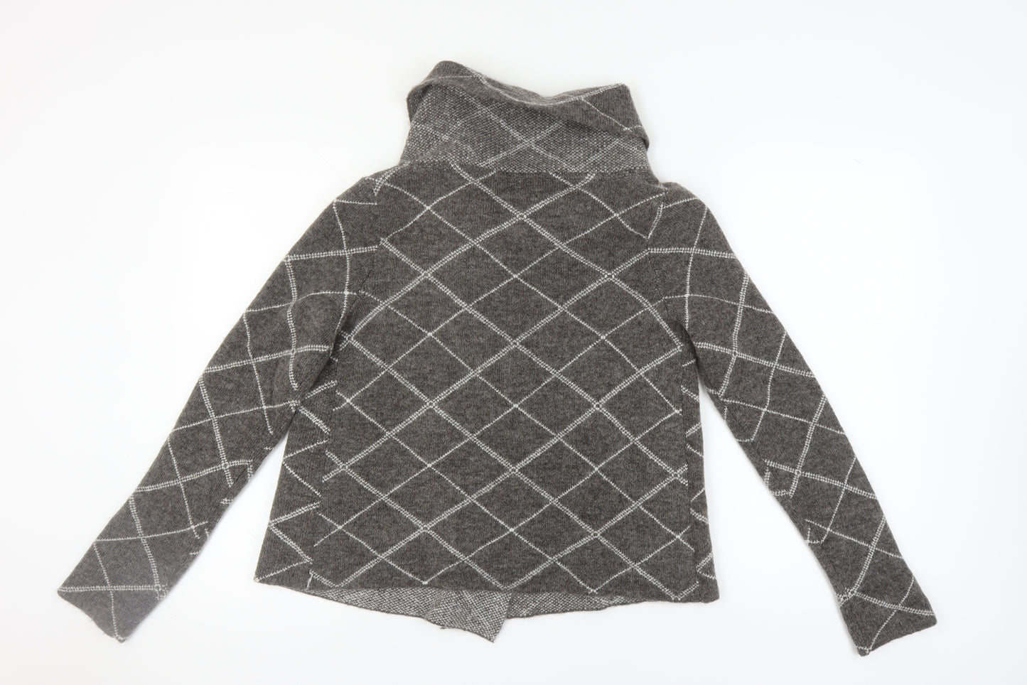 Ellen Tracy Womens Grey Argyle Cardigan M