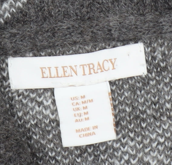 Ellen Tracy Womens Grey Argyle Cardigan M