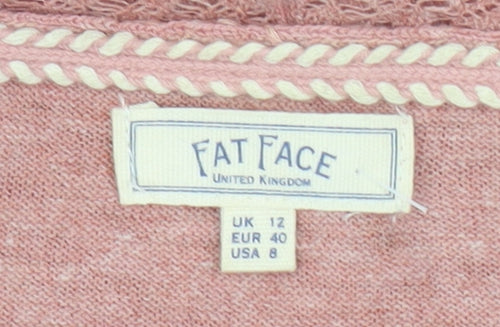 Fat Face Women’s Pink Long Sleeve Cotton Cardigan Size 12