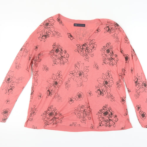 Marks and Spencer Women's Pink Floral Pullover M