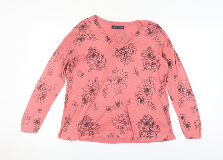 Marks and Spencer Women's Pink Floral Pullover M