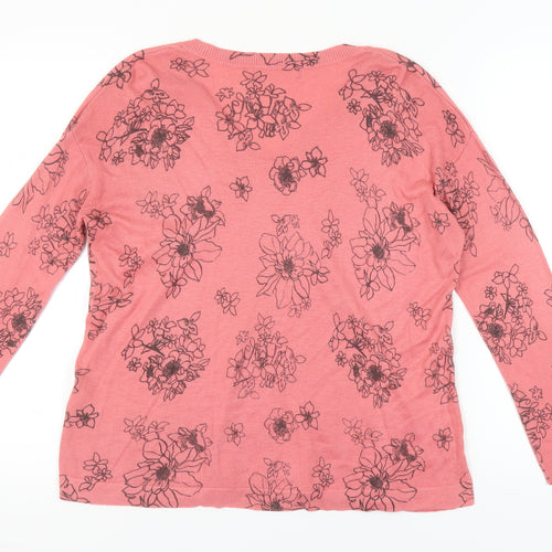 Marks and Spencer Women's Pink Floral Pullover M