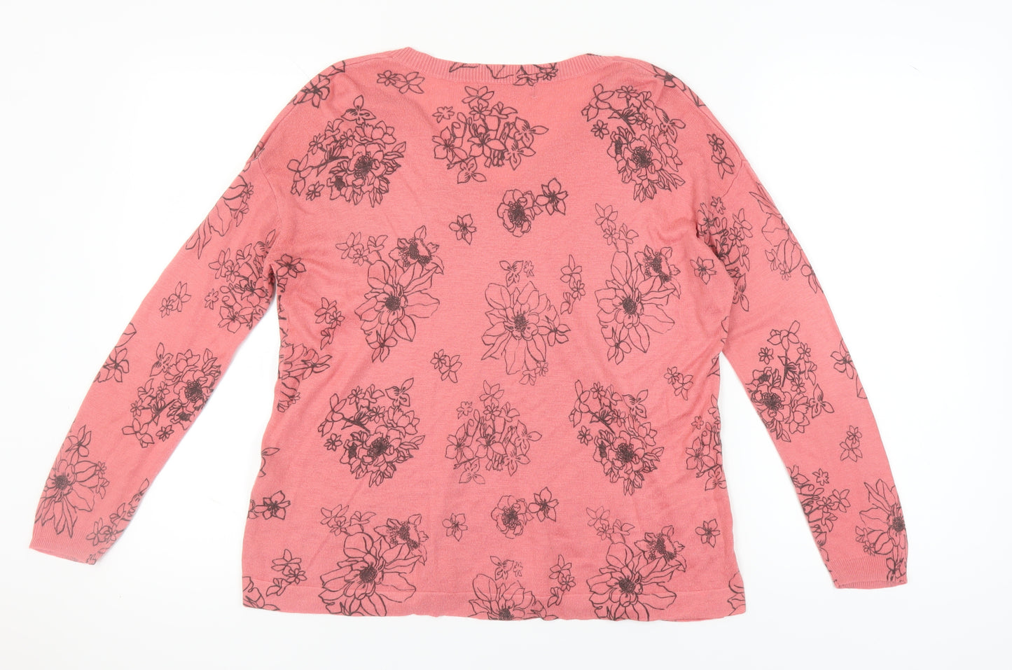 Marks and Spencer Women's Pink Floral Pullover M