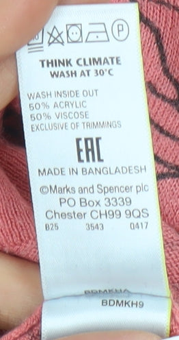 Marks and Spencer Women's Pink Floral Pullover M