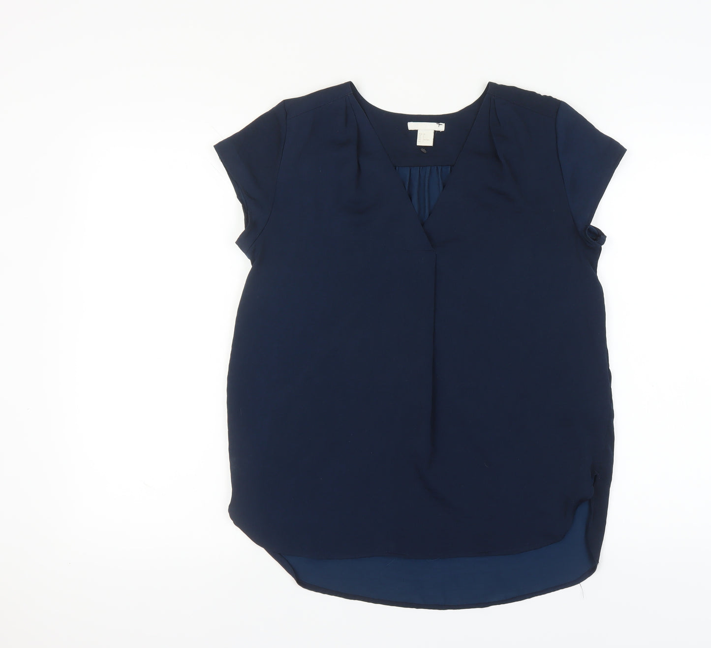 H&M Women's Navy Short Sleeve Blouse - Size 4