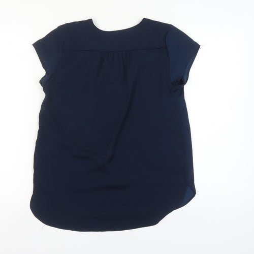 H&M Women's Navy Short Sleeve Blouse - Size 4