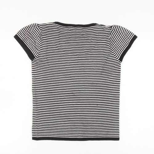 Zara Women's Black Striped T-Shirt L