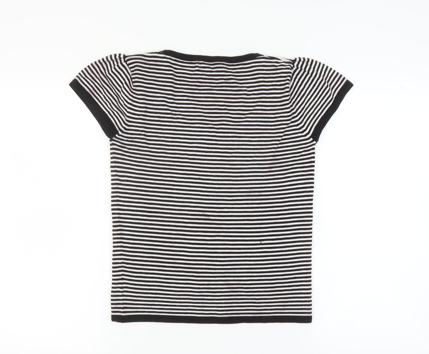 Zara Women's Black Striped T-Shirt L