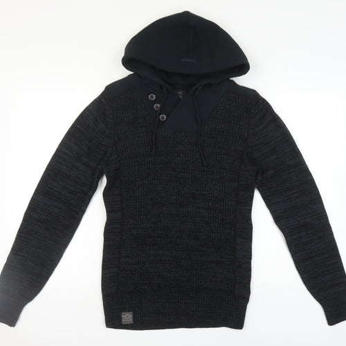 Next Men's Black Hooded Pullover Jumper - S