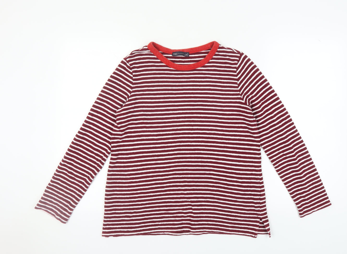 Marks and Spencer Women's Red Striped Ringer T-Shirt Sz 12
