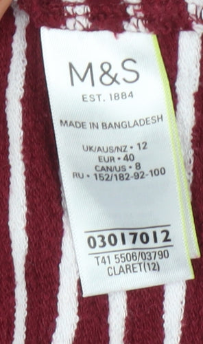 Marks and Spencer Women's Red Striped Ringer T-Shirt Sz 12