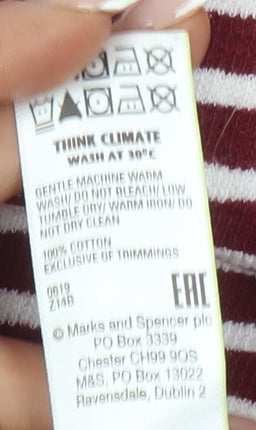 Marks and Spencer Women's Red Striped Ringer T-Shirt Sz 12