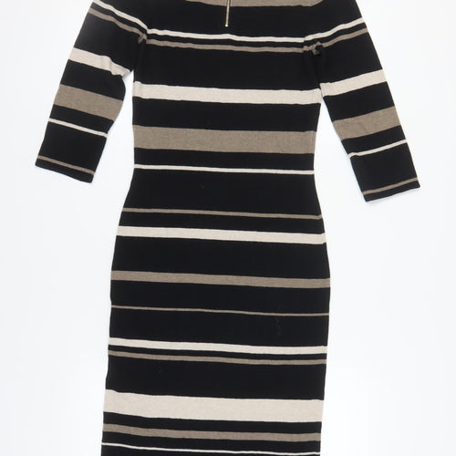 Monsoon Women's Black Stripe Sheath Dress Size 10