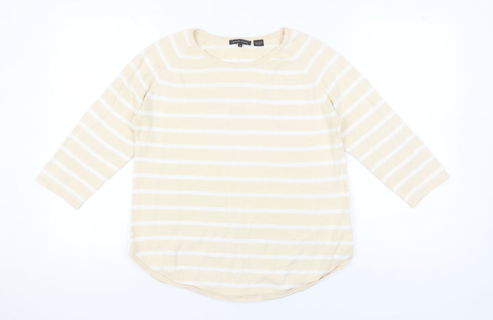 Jeanne Pierre Women's Beige Striped Pullover Jumper M