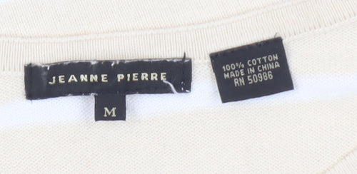 Jeanne Pierre Women's Beige Striped Pullover Jumper M