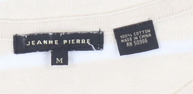 Jeanne Pierre Women's Beige Striped Pullover Jumper M