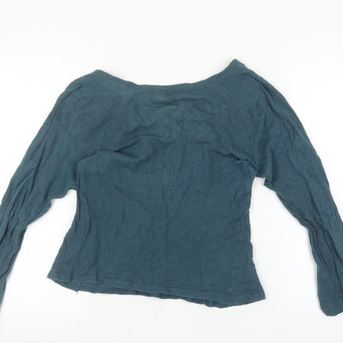 Fat Face Women's Green V-Neck Long Sleeve Top Size 14