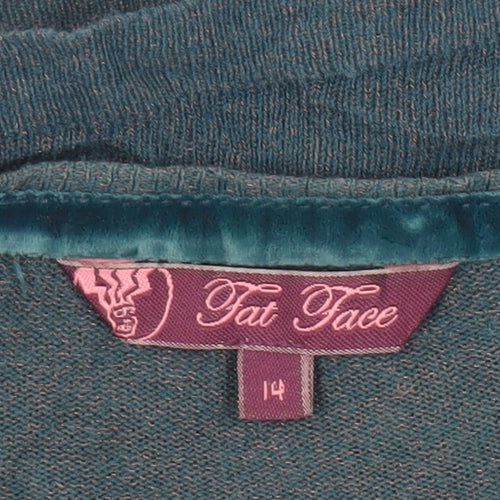 Fat Face Women's Green V-Neck Long Sleeve Top Size 14