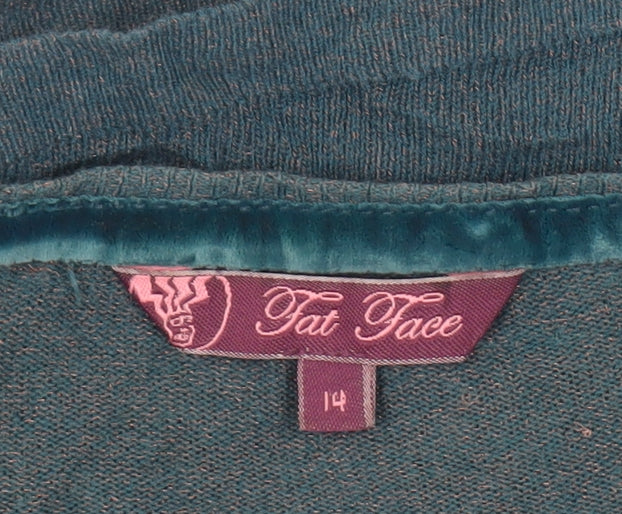 Fat Face Women's Green V-Neck Long Sleeve Top Size 14