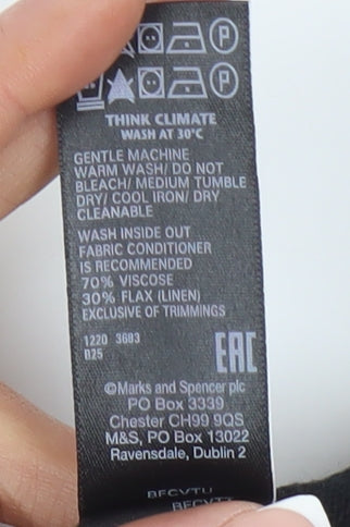 Marks and Spencer Women's Size 10 Black Floral 3/4 Sleeve Jumper Blouse Top