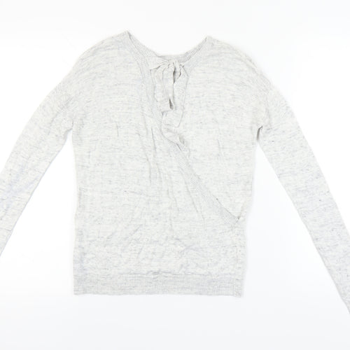 Next Women Grey Pullover Jumper Ruffle Detail Size 6