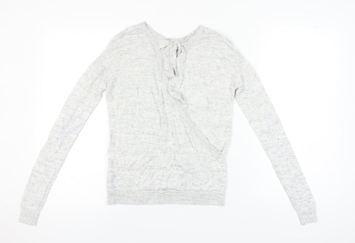 Next Women Grey Pullover Jumper Ruffle Detail Size 6