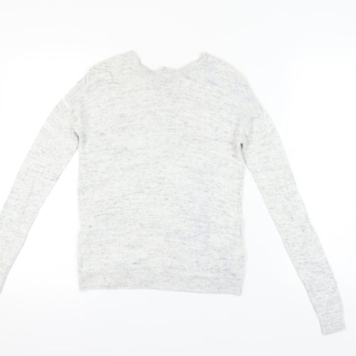 Next Women Grey Pullover Jumper Ruffle Detail Size 6