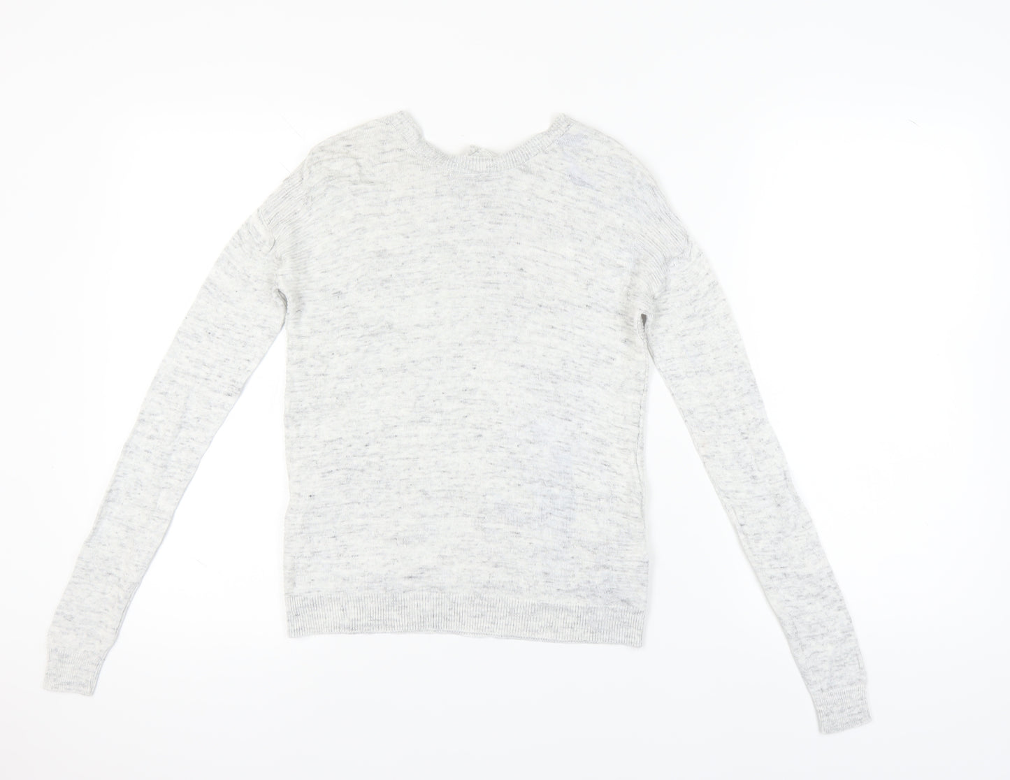 Next Women Grey Pullover Jumper Ruffle Detail Size 6
