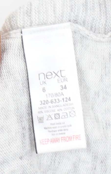 Next Women Grey Pullover Jumper Ruffle Detail Size 6