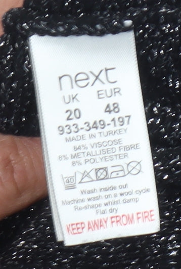 Next Women's Black Blouse Size 20 Viscose Metallic