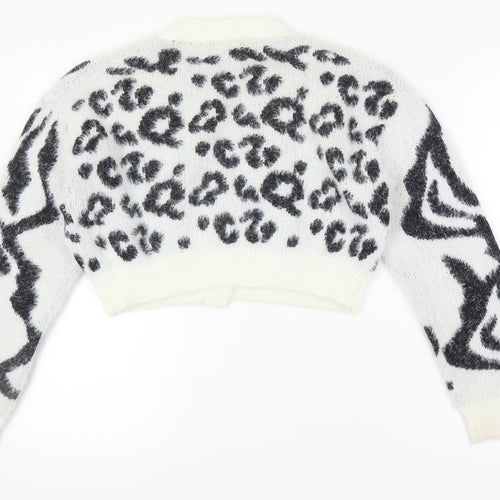 PrettyLittleThing Women's White Animal Print Cardigan S