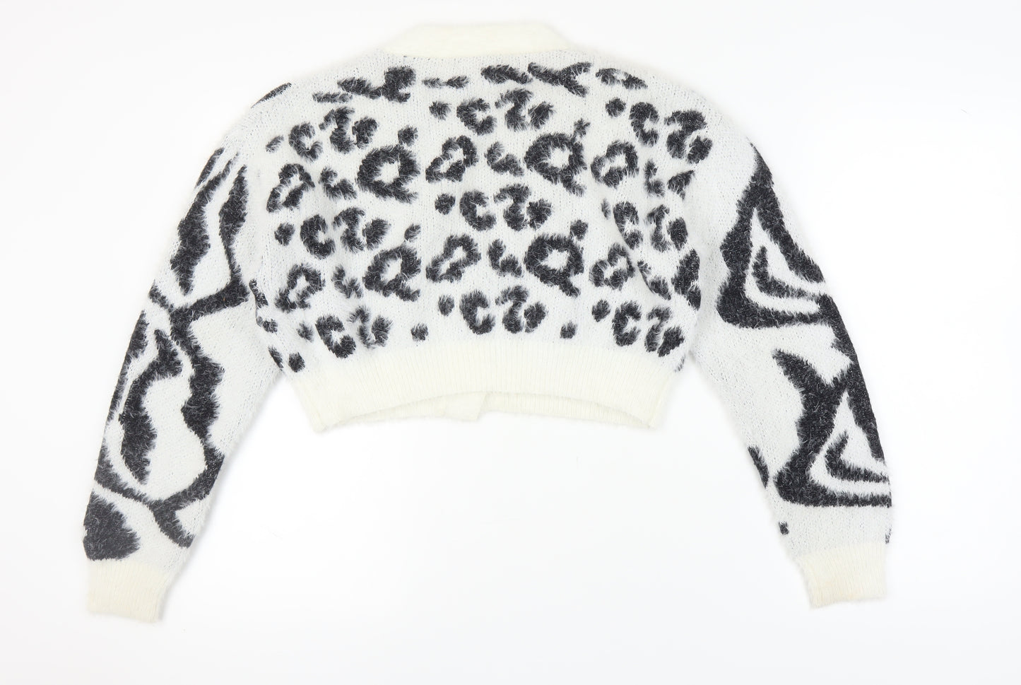 PrettyLittleThing Women's White Animal Print Cardigan S