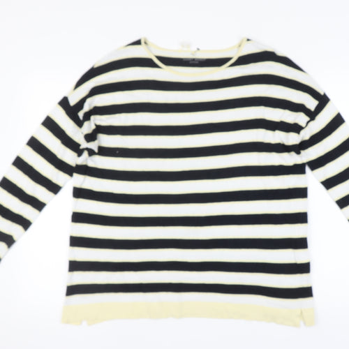 Gerry Weber Women's Black Striped Pullover Jumper Size 16