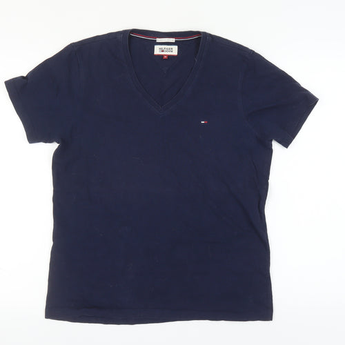 Hilfiger Denim Men's Blue V-Neck Short Sleeve T-Shirt M