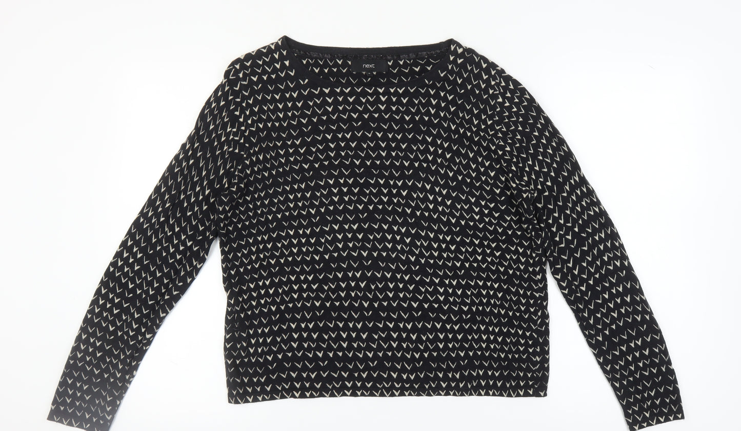 Next Women's Black Geometric Pullover Jumper Size 14