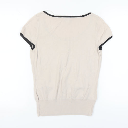 H&M Women's Beige Scoop Neck Basic Top Size 12