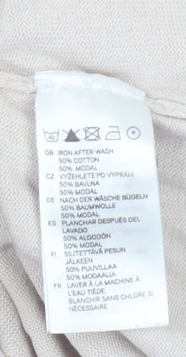 H&M Women's Beige Scoop Neck Basic Top Size 12