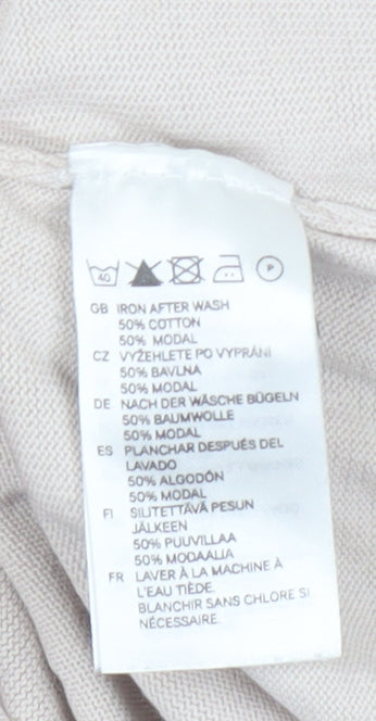 H&M Women's Beige Scoop Neck Basic Top Size 12