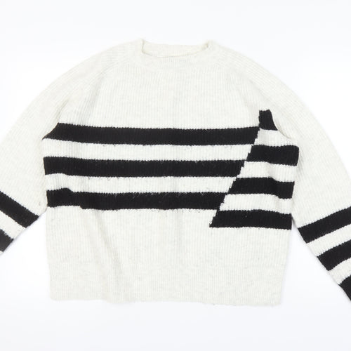 Marks and Spencer Women's Jumper, L, Black Striped Knit