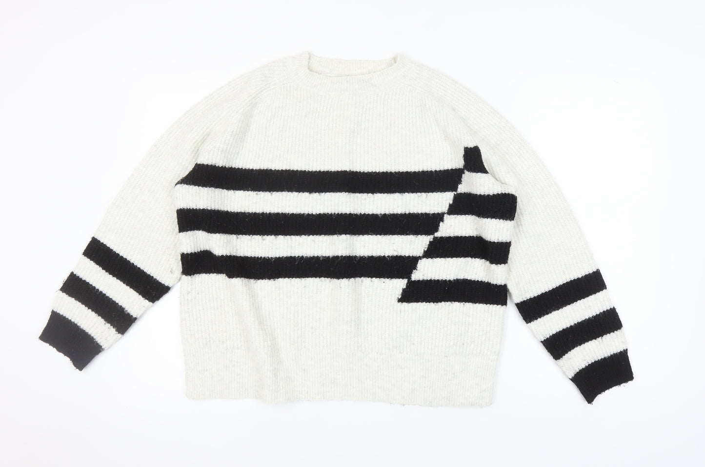Marks and Spencer Women's Jumper, L, Black Striped Knit
