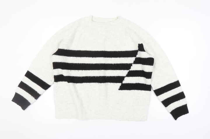 Marks and Spencer Women's Jumper, L, Black Striped Knit