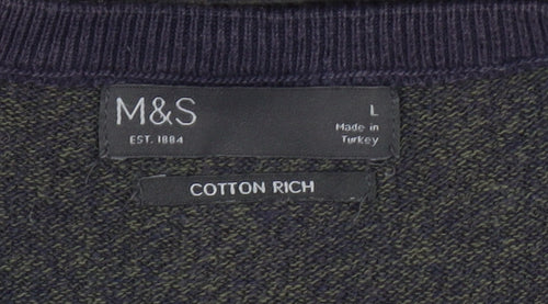 Marks and Spencer Men's Green Pullover Jumper, Size L