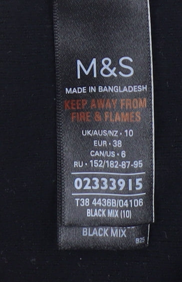 Marks and Spencer Women's Black Mock Neck Pullover Jumper Size 10