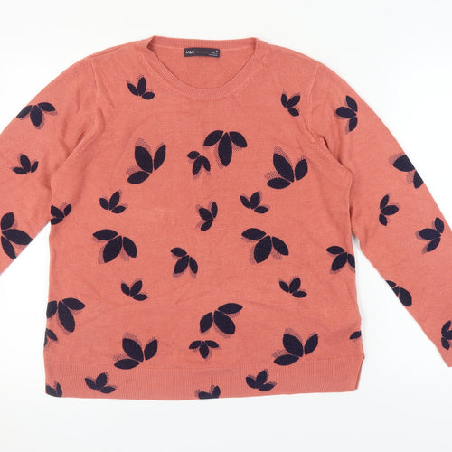 Marks and Spencer Women's Pink Floral Jumper Size 18