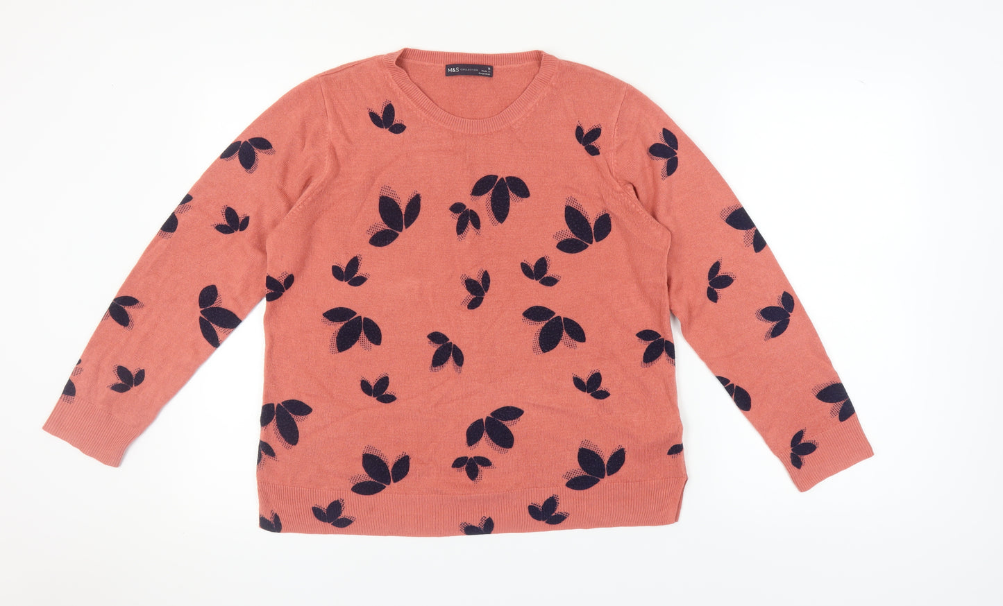 Marks and Spencer Women's Pink Floral Jumper Size 18