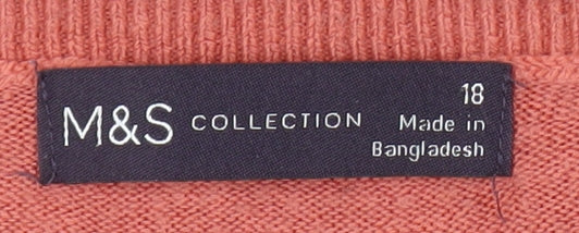 Marks and Spencer Women's Pink Floral Jumper Size 18