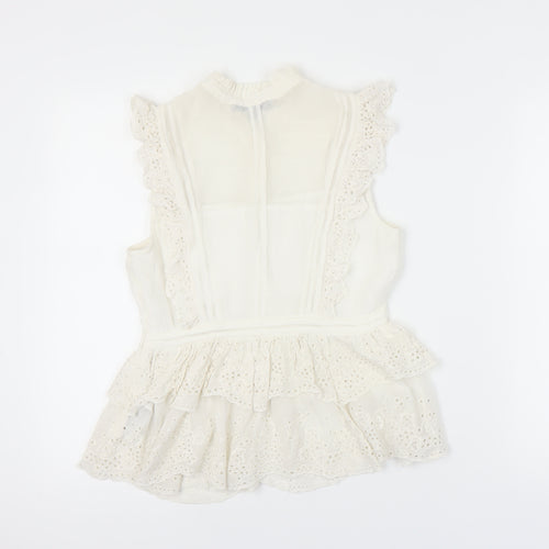 AllSaints Women's Ivory Ruffle Lace Blouse Size 8