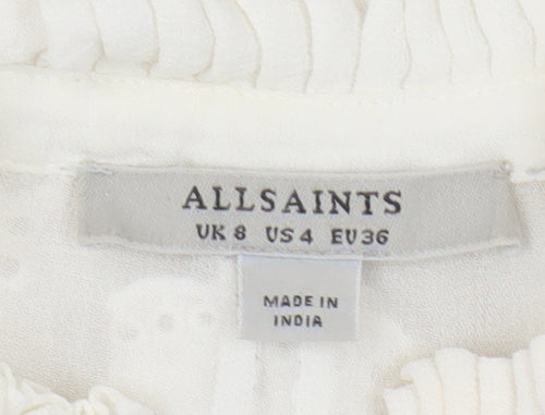 AllSaints Women's Ivory Ruffle Lace Blouse Size 8